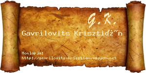 Gavrilovits Krisztián névjegykártya